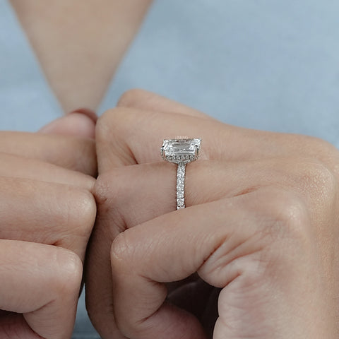 Emerald Cut Lab Grown Diamond Solitaire Accent Ring