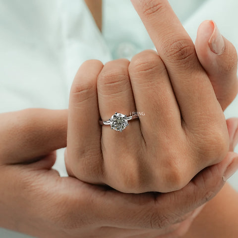 Round Cut Lab Diamond Solitaire Engagement Ring