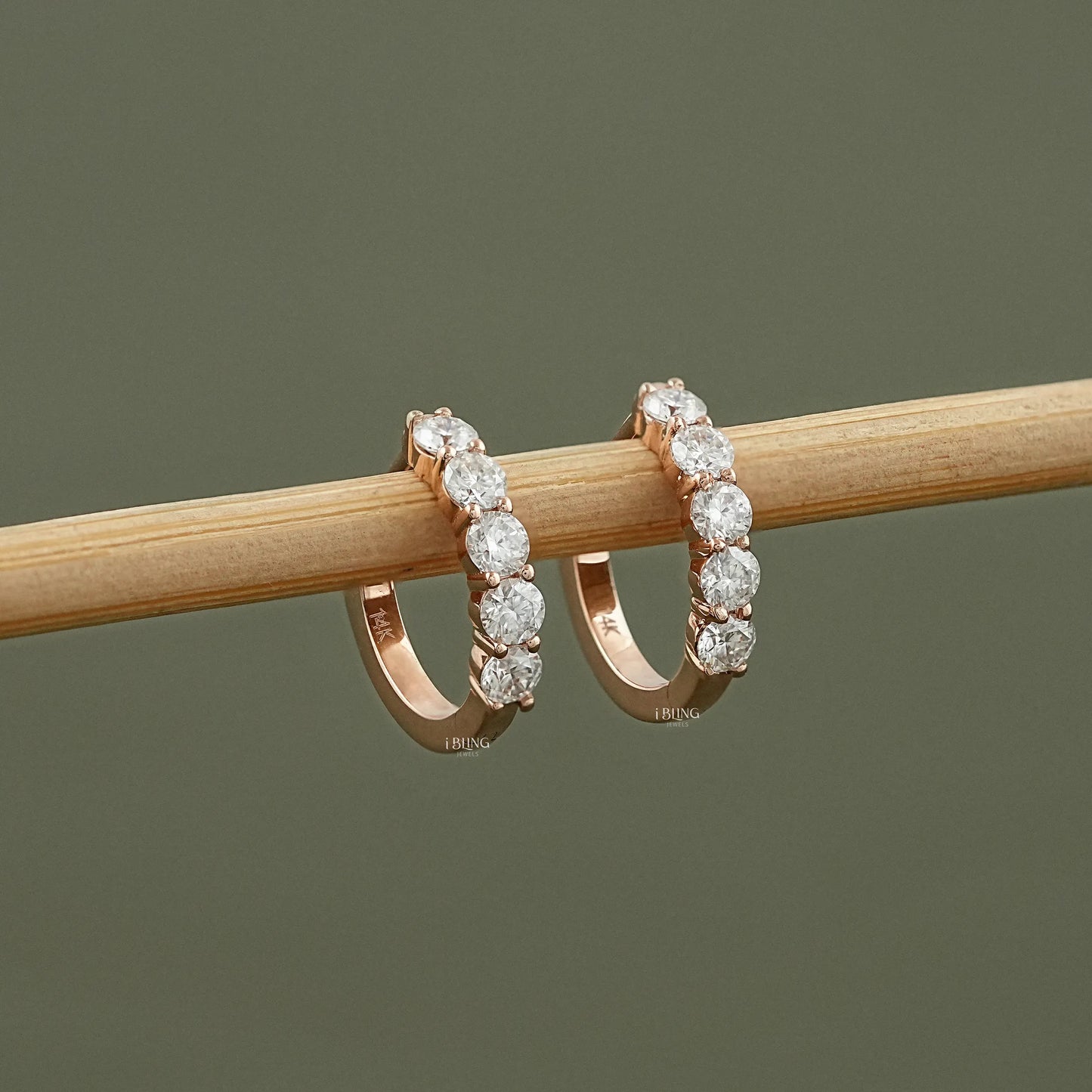Round Cut Lab Grown Diamond Huggie Hoop Earrings Hoops & Huggies
