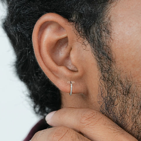 Round Cut Lab Diamond Hoop & Huggie Men's Earrings