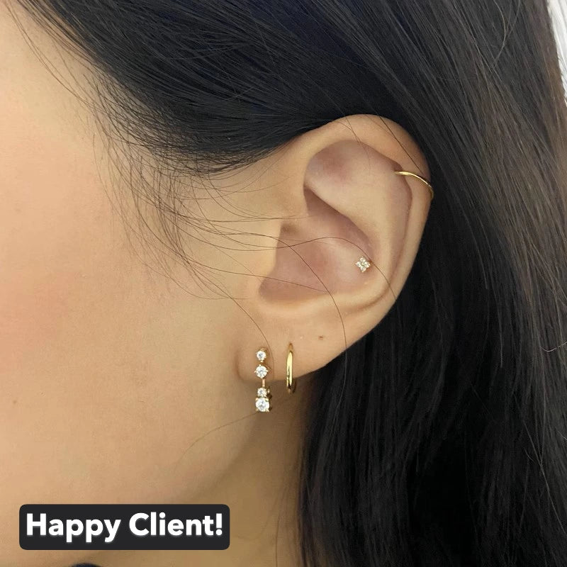 Round Lab Diamond Drop Dangle Earrings