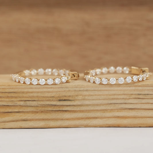 Round Cut Lab Diamond Hoop Earrings