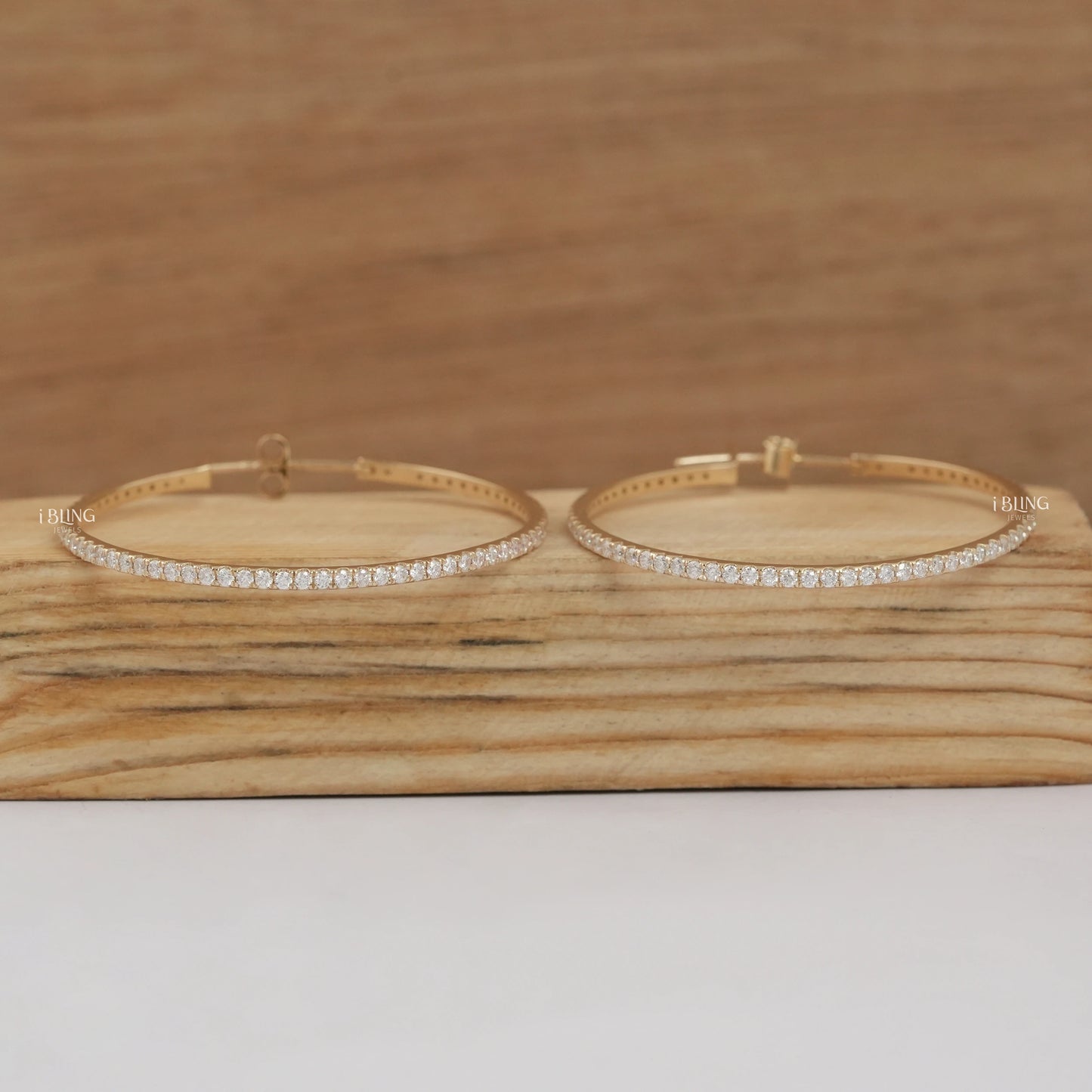 Lab Grown Round Diamond Hoop Earrings Hoops & Huggies