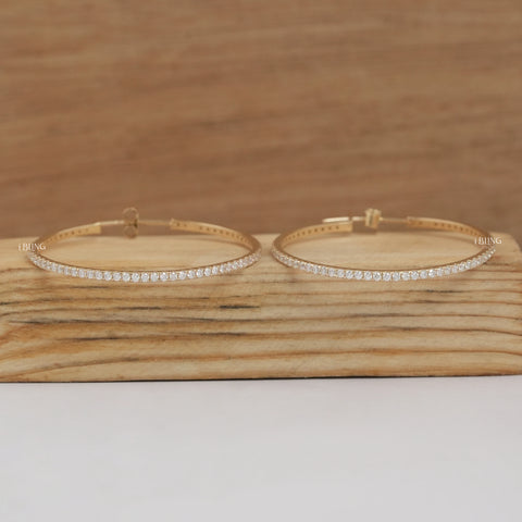 Lab Grown Round Diamond Hoop Earrings