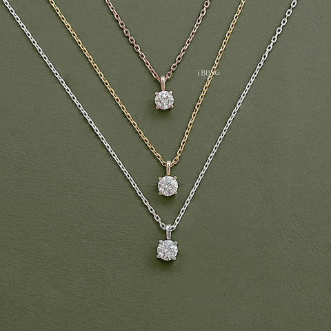 Round Lab Grown Diamond Solitaire Necklace