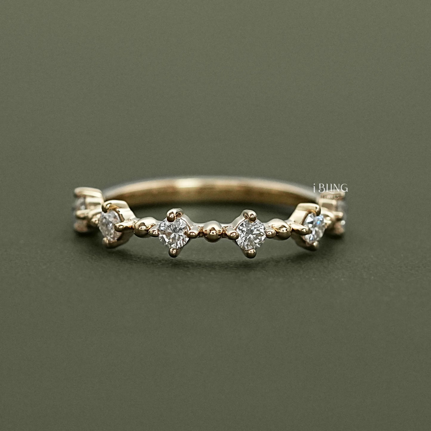 Round Diamond Floating Bubble Wedding Band Half Eternity