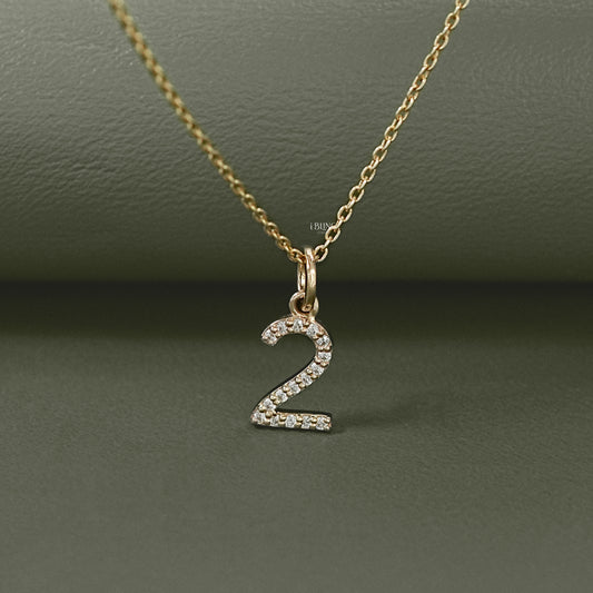 Round Cut Lab Grown Diamond Number Charm Pendant