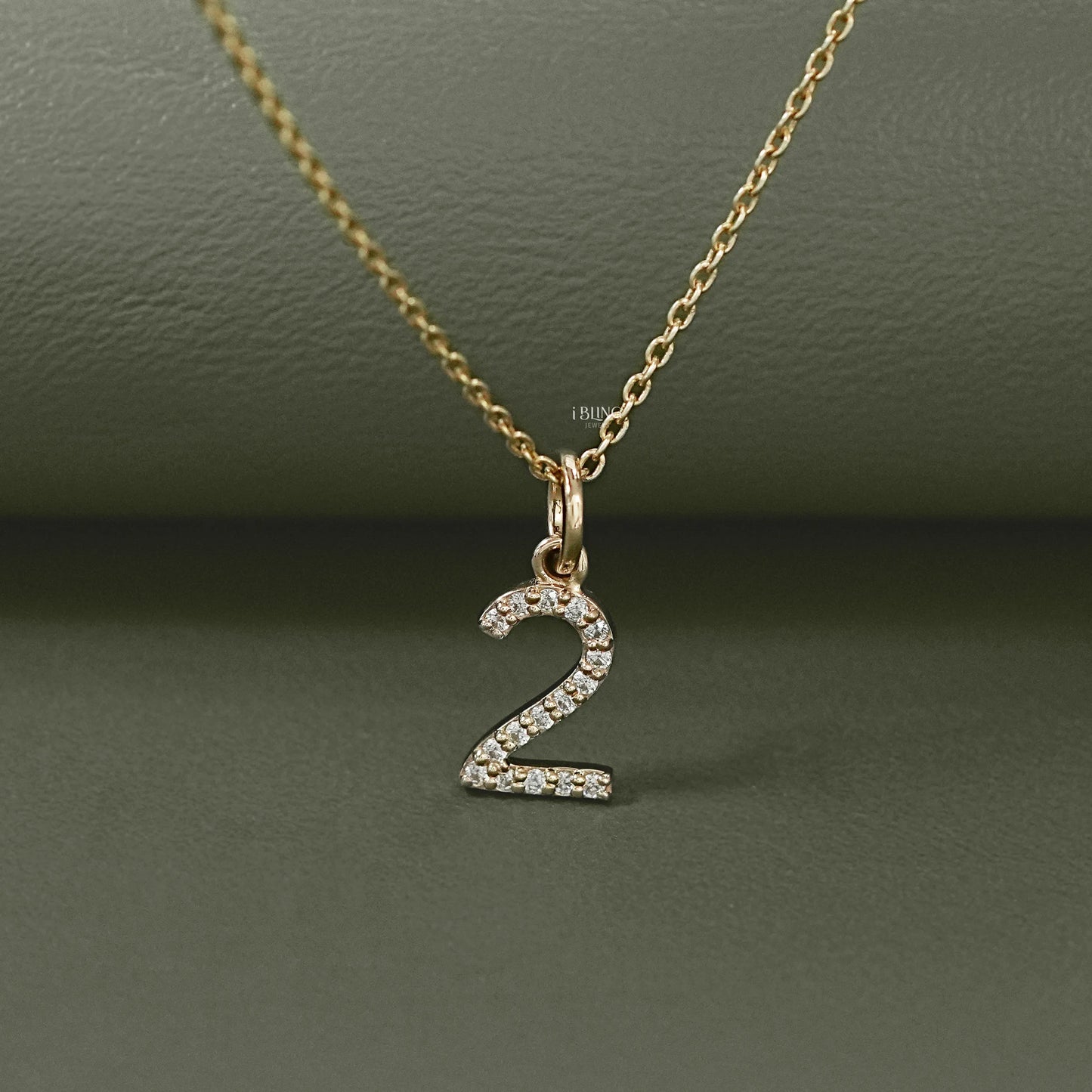 Round Cut Lab Grown Diamond Number Charm Pendant