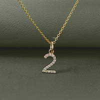 Round Cut Lab Grown Diamond Number Charm Pendant