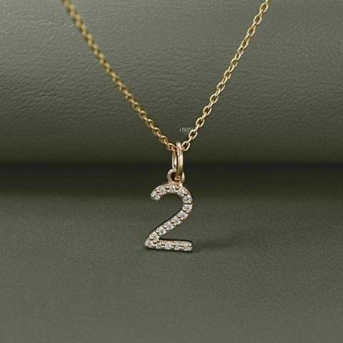 Round Cut Lab Grown Diamond Number Charm Pendant