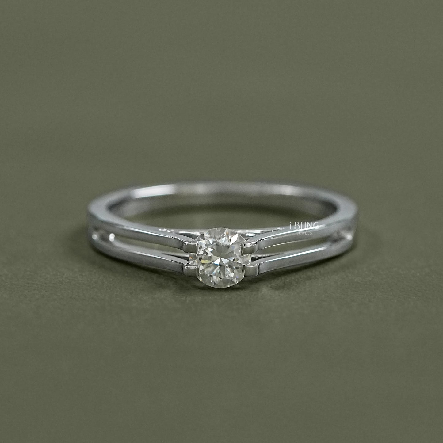 Double Band Round Brilliant Engagement Ring Men's Ring
