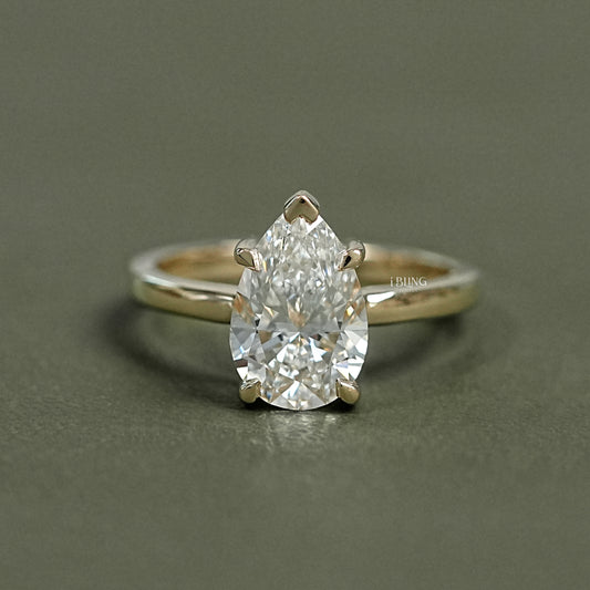 Pear Cut Lab Grown Diamond Solitaire Ring