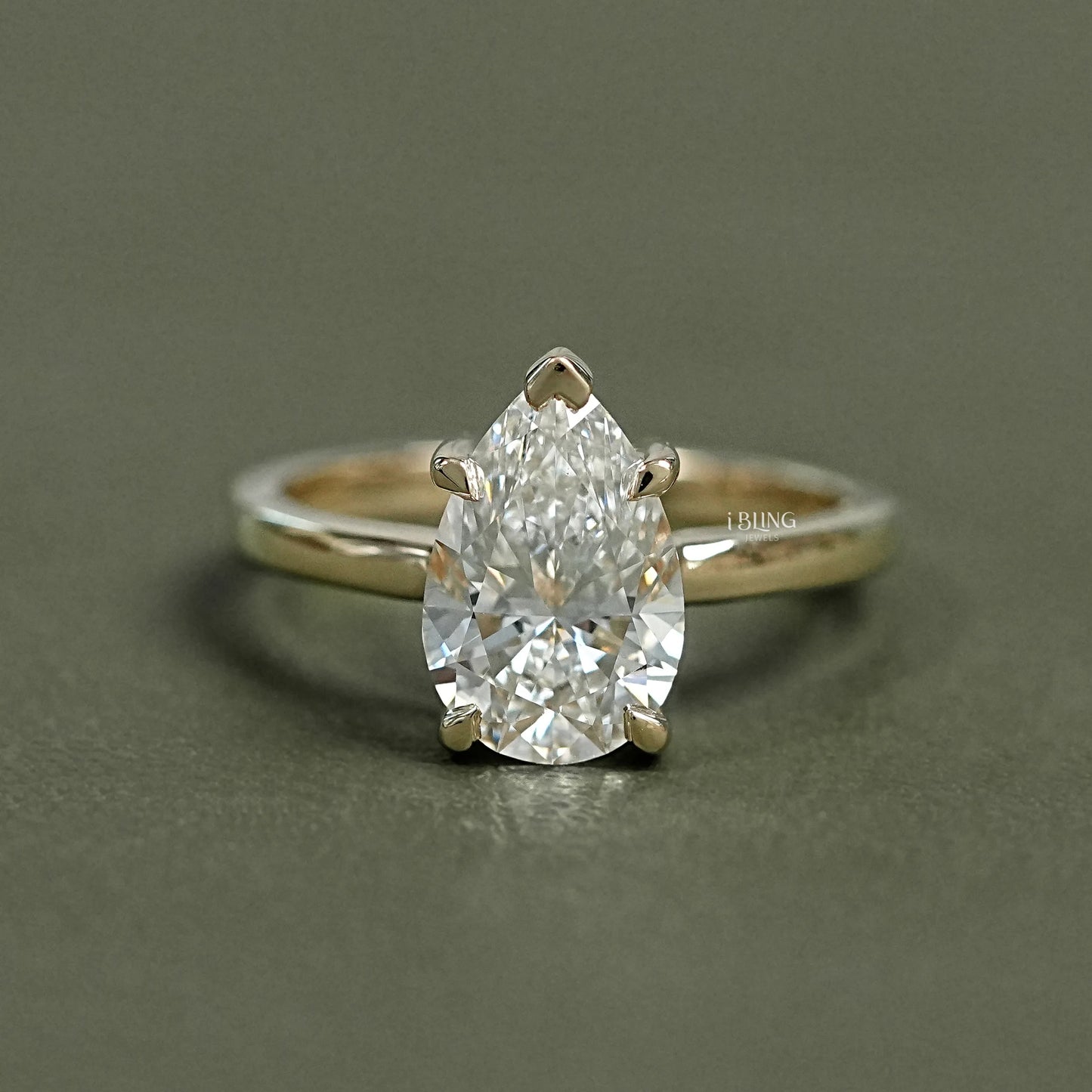 Pear Cut Lab Grown Diamond Solitaire Ring Solitaire Ring