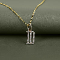 Round Cut Lab Diamond Letter Charm Pendant