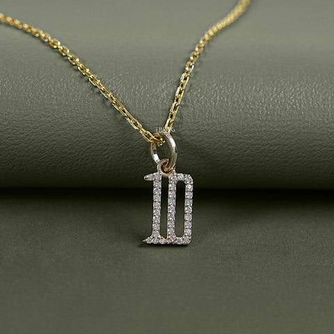 Round Cut Lab Diamond Letter Charm Pendant