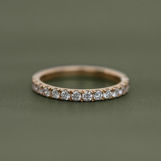 Round Diamond Half Eternity Wedding Band