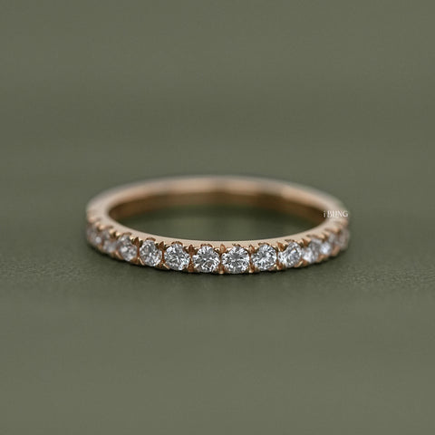 Round Diamond Half Eternity Wedding Band