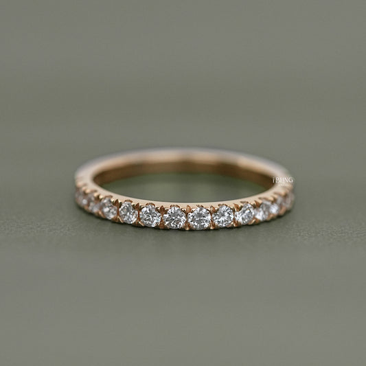 Round Diamond Half Eternity Wedding Band