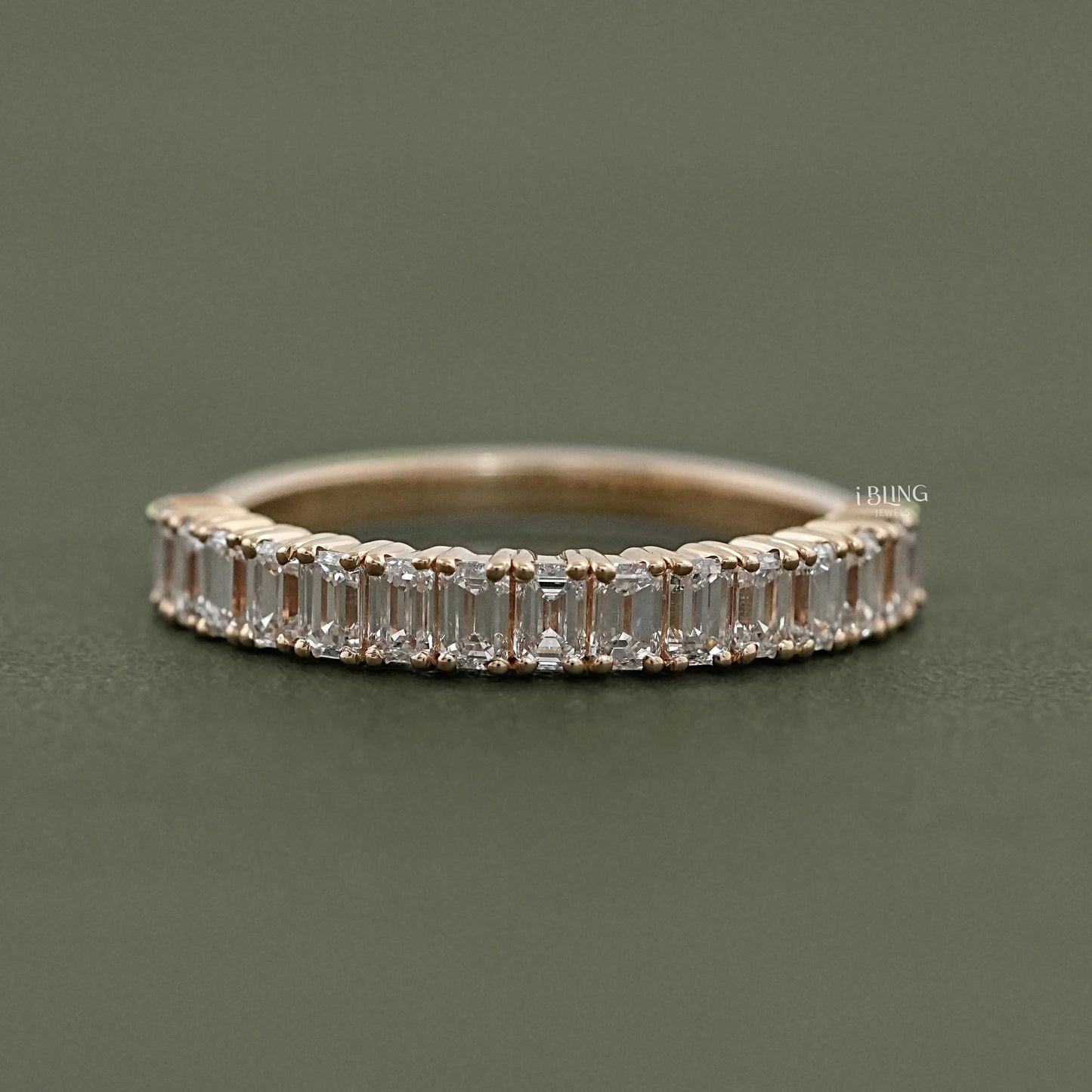 Emerald Cut Lab Diamond Half Eternity Band Half Eternity