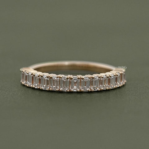 Emerald Cut Lab Diamond Half Eternity Band