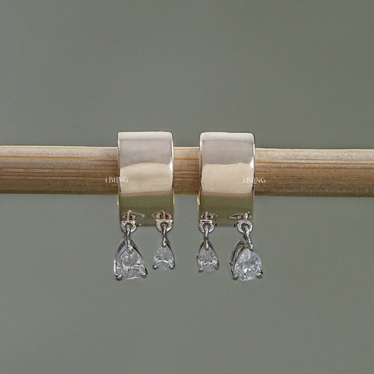 Pear Lab Diamond Huggie Hoop Earrings