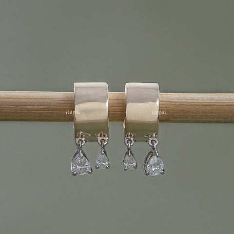 Pear Lab Diamond Huggie Hoop Earrings