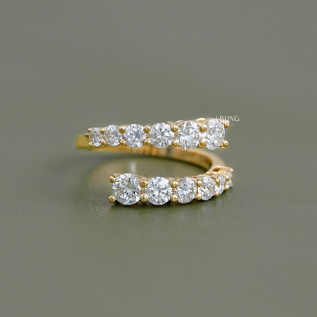 Round Lab Diamond Bypass Wedding Band