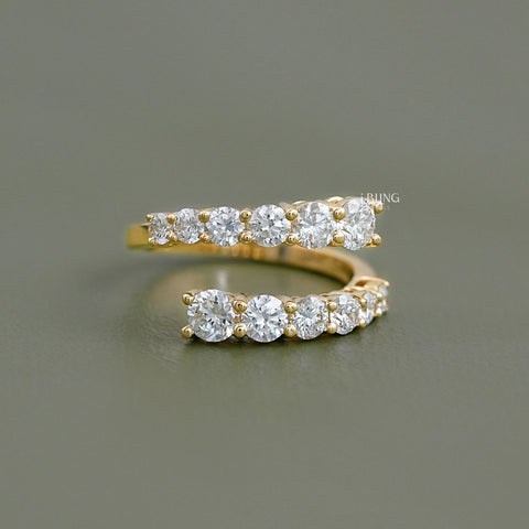 Round Lab Diamond Bypass Wedding Band