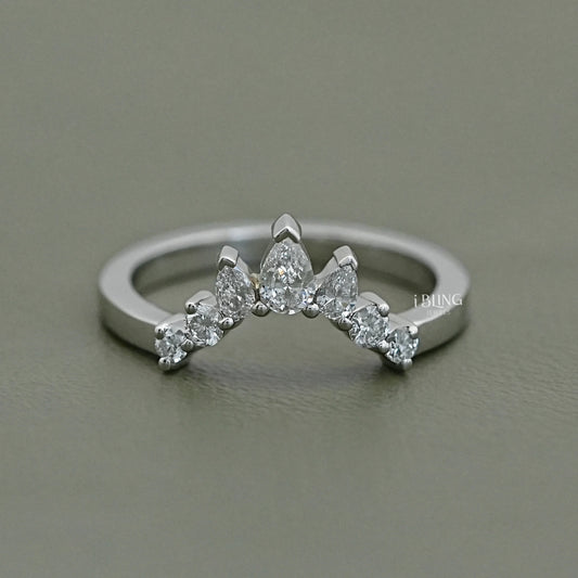 Pear Diamond Curved Wedding Band