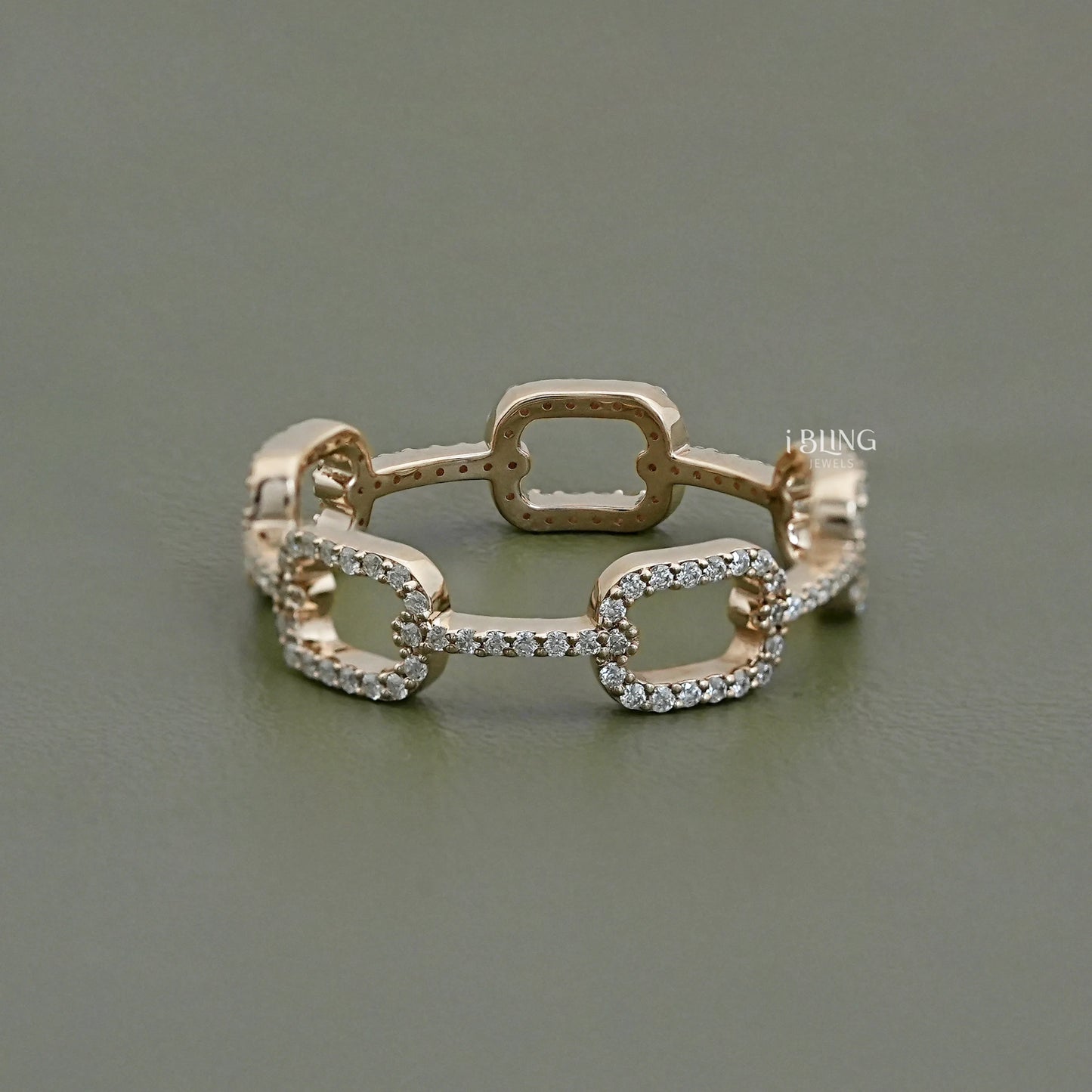 Round Diamond Link Chain Wedding Ring Full Eternity