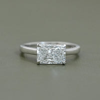 East West Radiant Diamond Solitaire Engagement Ring