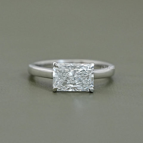 East West Radiant Diamond Solitaire Engagement Ring