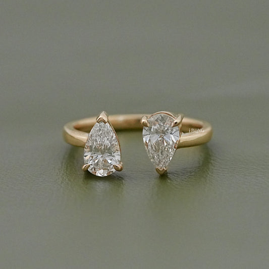 Two Stone Pear Diamond Toi Et Moi Engagement Ring