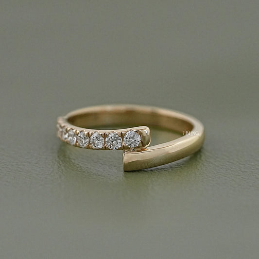 Round Cut Lab Diamond Bypass Wedding Band