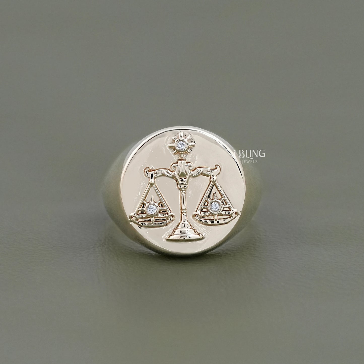 Round Cut Lab Diamond Libra Zodiac Unisex Ring Men's Band