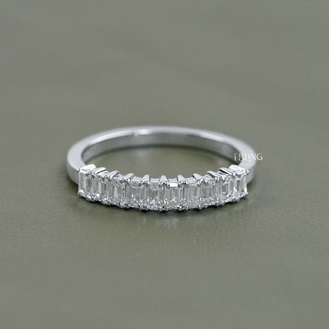 Emerald Lab Diamond Half Eternity Wedding Band