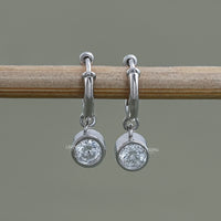 Round Lab Diamond Dangle Hoop Earrings