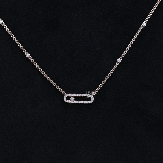 iBling Jewels floating necklace diamond in rose gold with a moving center stone for a trendy look