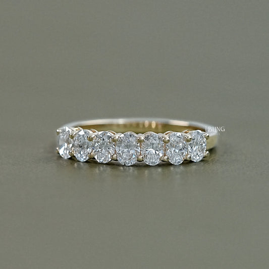 Seven stone oval lab diamond wedding band in USA by Ibling Jewels