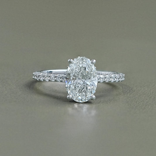 Oval Cut Lab Diamond Hidden Halo Accent Ring