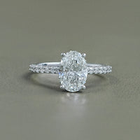 Oval Cut Lab Diamond Hidden Halo Accent Ring