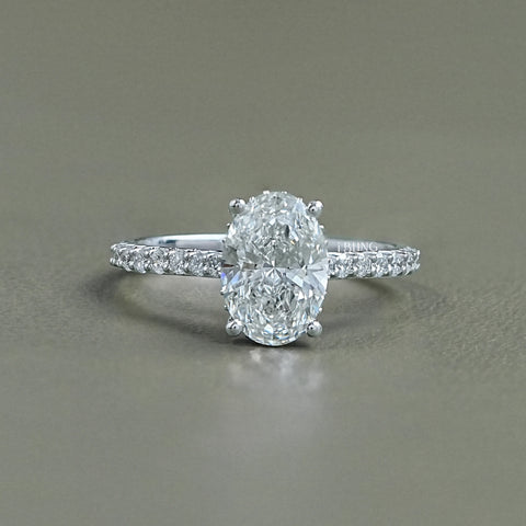 Oval Cut Lab Diamond Hidden Halo Accent Ring
