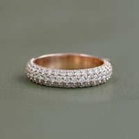 Three Row Round Lab Diamond Wedding Band