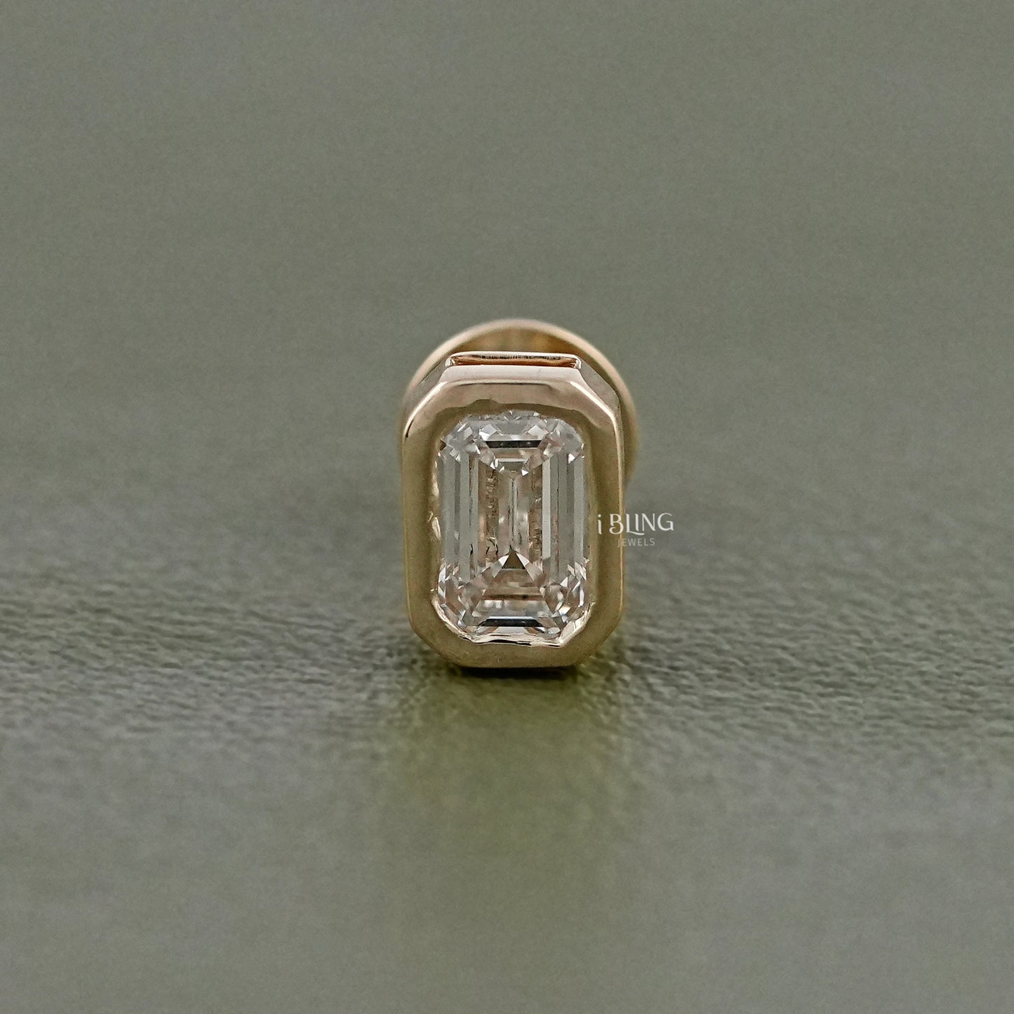 Emerald Cut Lab Diamond Stud Earring Men's Stud