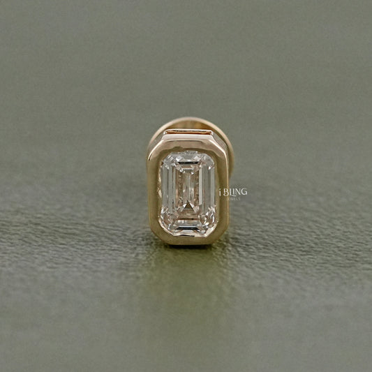 Ibling Jewels' emerald cut lab diamond stud earring in yellow gold