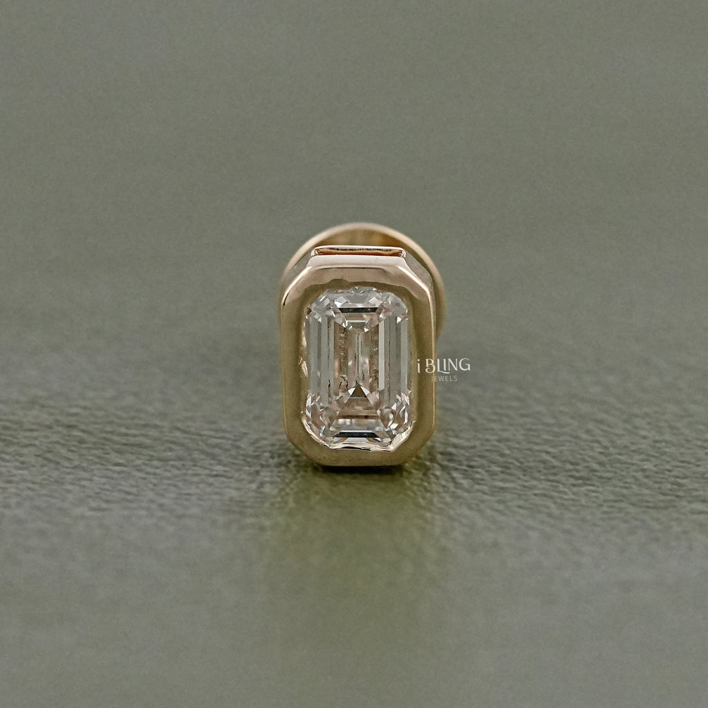 Emerald Cut Lab Diamond Stud Earring