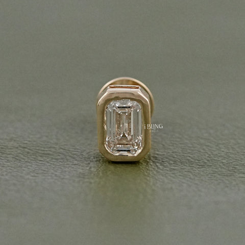 Emerald Cut Lab Diamond Stud Earring