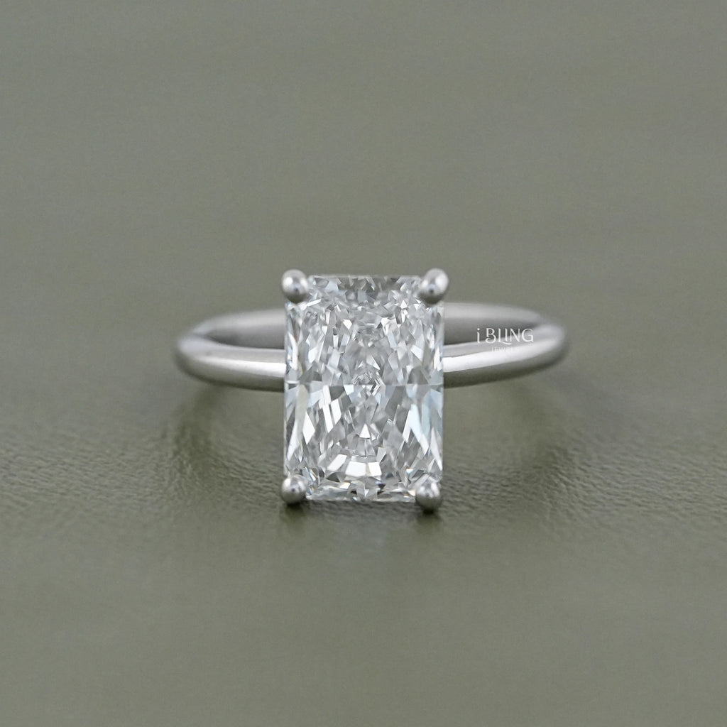 Radiant Lab Diamond Solitaire Engagement Ring