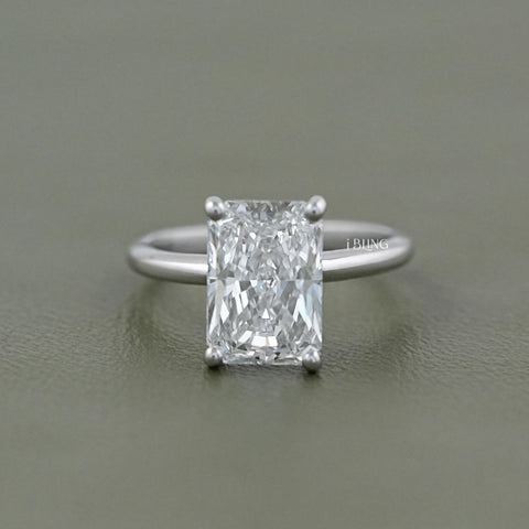 Radiant Lab Diamond Solitaire Engagement Ring