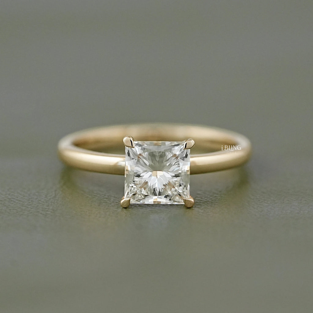 Princess Lab Diamond Solitaire Engagement Ring